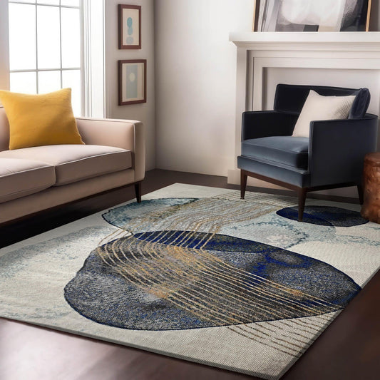 Enera Hawai 73GA-L1215 Collection Off White & Blue Color 160x230 cm Stylish Carpet - enera