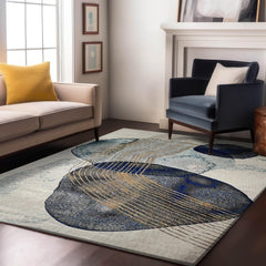 Enera Hawai 73GA-L1215 Collection Off White & Blue Color 160x230 cm Stylish Carpet - enera