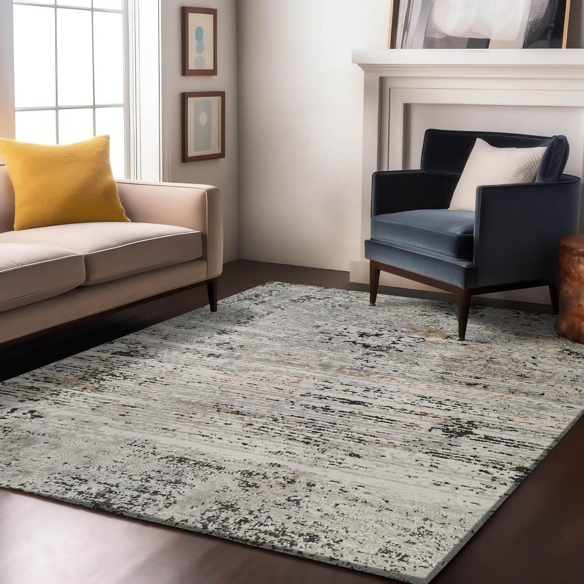 Enera Himalaya Heavy AE17A Collection Cream Light Blue Color 160x230 cm Stylish Carpet - enera