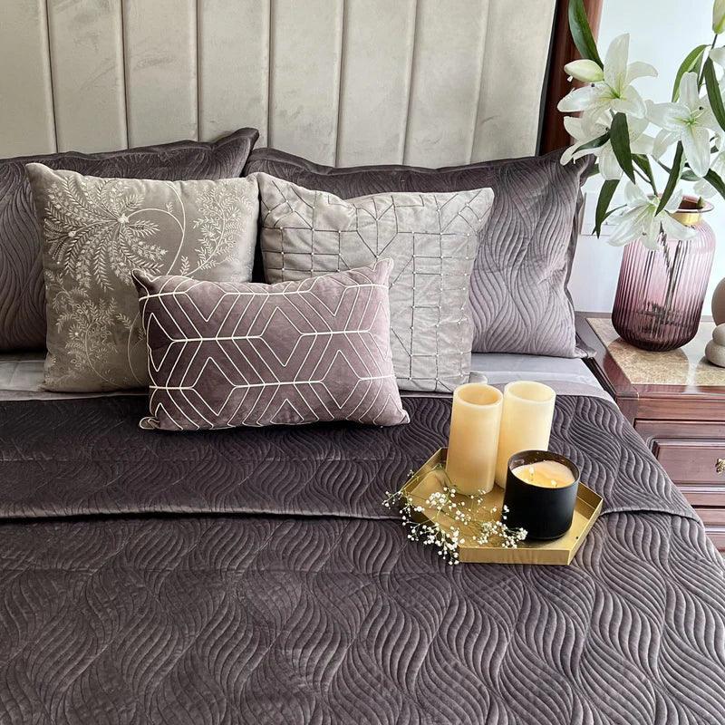 Enera Velvet Ridge Mousse Color King Size Bedcover - enera
