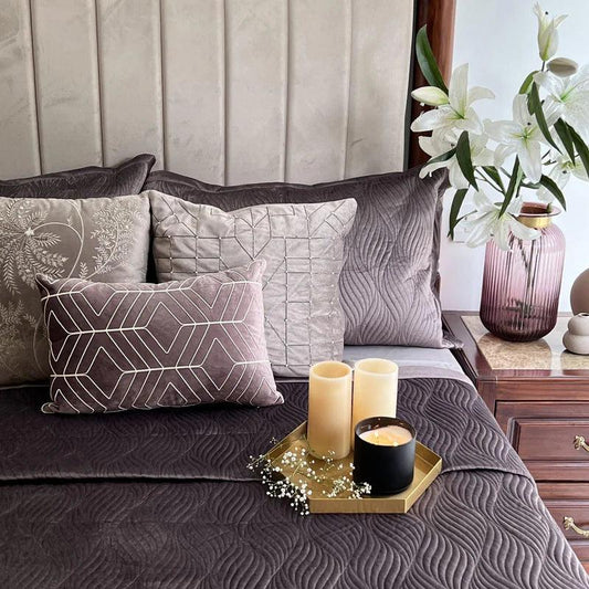 Enera Velvet Ridge Mousse Color King Size Bedcover - enera