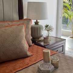 Enera Connoisseur Beetle Coral & Taupe King Size Bedcover - enera