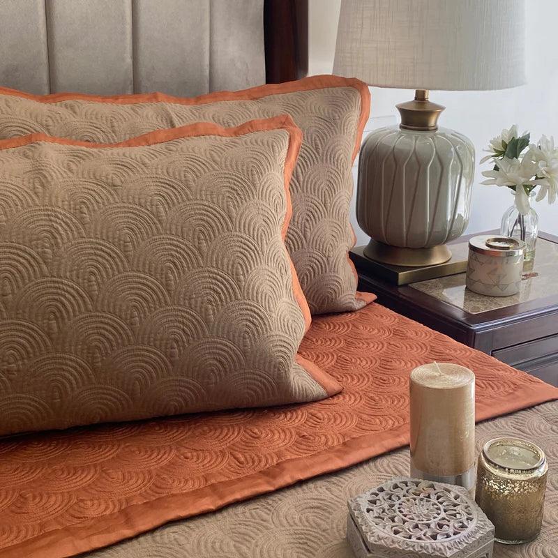 Enera Connoisseur Beetle Coral & Taupe King Size Bedcover - enera