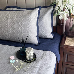 Enera Connoisseur Imperial Navy & Grey King Size Bedcover - enera
