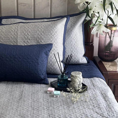 Enera Connoisseur Imperial Navy & Grey King Size Bedcover - enera