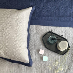 Enera Connoisseur Imperial Navy & Grey King Size Bedcover - enera