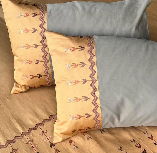 Enera Mesmeric Collection Aero-Honey Mustard Color Plain King Size double Bedsheet with 2 pillow covers - enera