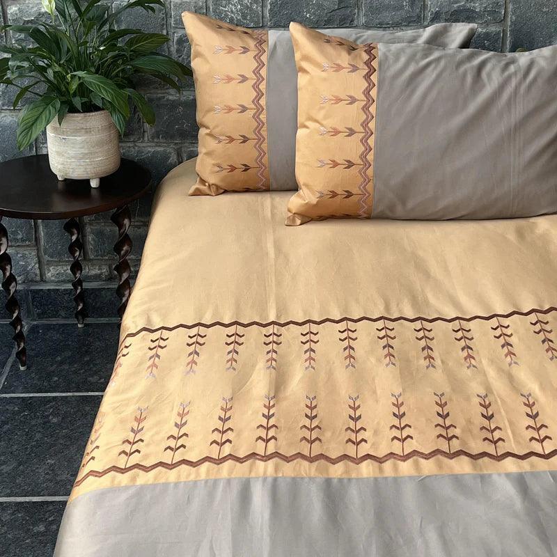 Enera Mesmeric Collection Aero-Honey Mustard Color Plain King Size double Bedsheet with 2 pillow covers - enera