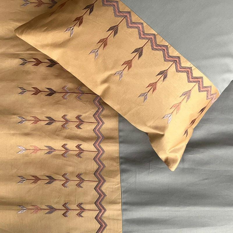 Enera Mesmeric Collection Aero-Honey Mustard Color Plain King Size double Bedsheet with 2 pillow covers - enera