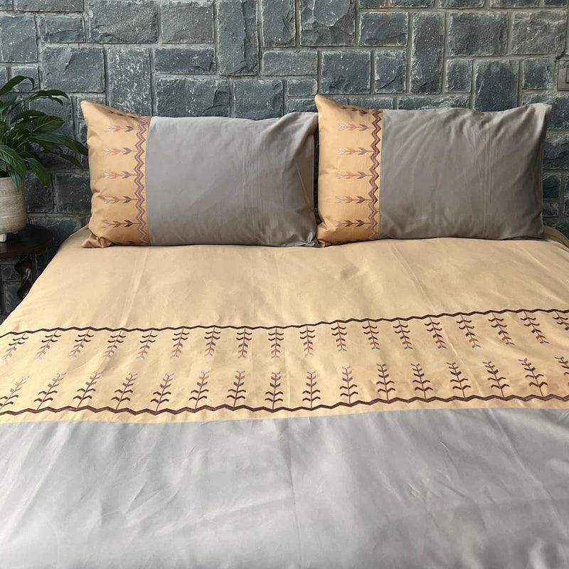 Enera Mesmeric Collection Aero-Honey Mustard Color Plain King Size double Bedsheet with 2 pillow covers - enera