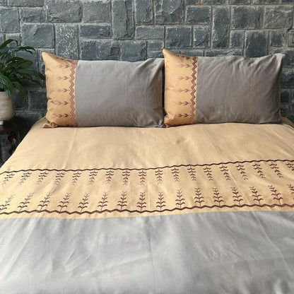 Enera Mesmeric Collection Aero-Honey Mustard Color Plain King Size double Bedsheet with 2 pillow covers - enera
