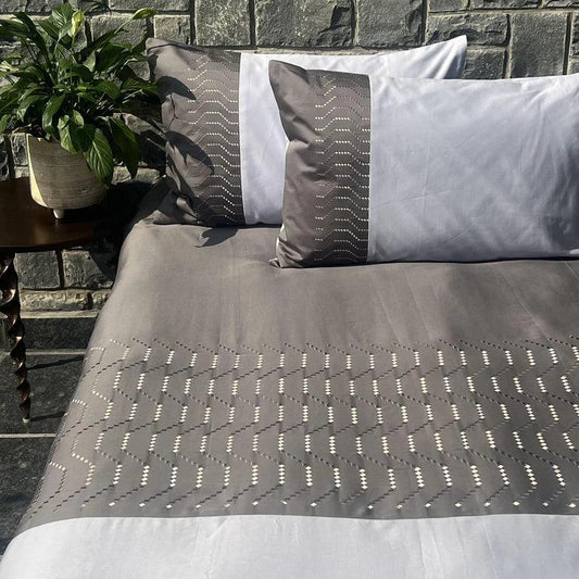 Enera Mesmeric Collection Elvis-Elephant Grey Color Plain King Size double Bedsheet with 2 pillow covers - enera