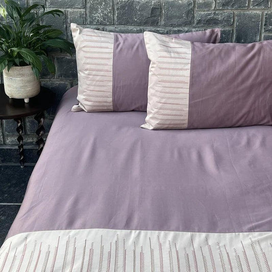 Enera Mesmeric Collection Old Rose Color Plain King Size double Bedsheet with 2 pillow covers - enera