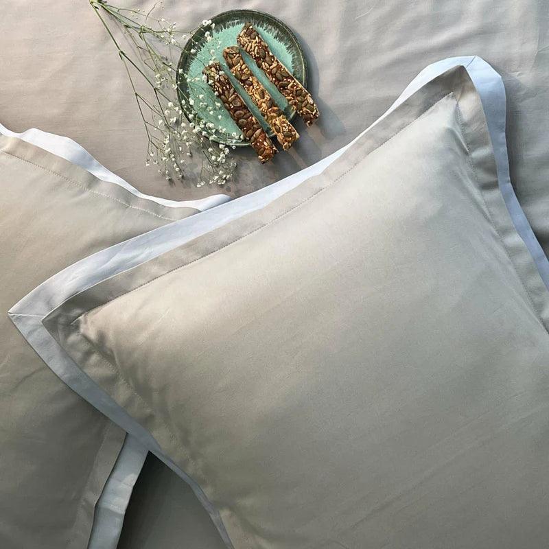 Enera Duplex Collection Silver-Smoke Blue Color Plain King Size double Bedsheet with 2 pillow covers - enera