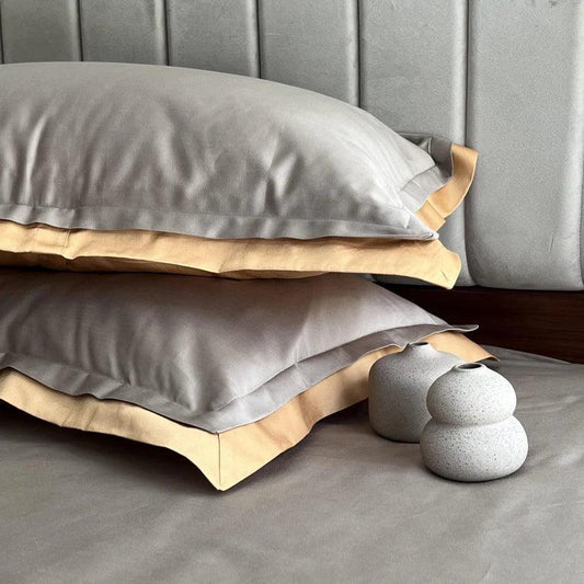 Enera Duplex Collection Mocha Honey Mustard Color Plain King Size double Bedsheet with 2 pillow covers - enera