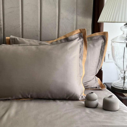 Enera Duplex Collection Mocha Honey Mustard Color Plain King Size double Bedsheet with 2 pillow covers - enera