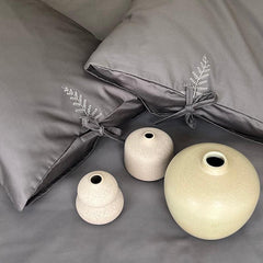 Enera Egyptian Collection Fern Titanium Grey Color Plain King Size double Bedsheet with 2 pillow covers - enera
