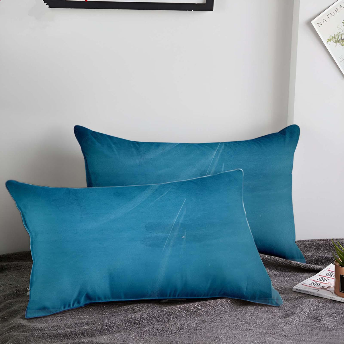 Enera SRM Mera 132 Peacock Color 11x19 Inch Plain Cushion Cover - enera