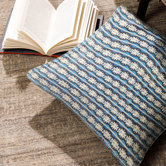 Enera SRM Kili 203 Multi Blue Color 16x16 Inch Cushion Cover