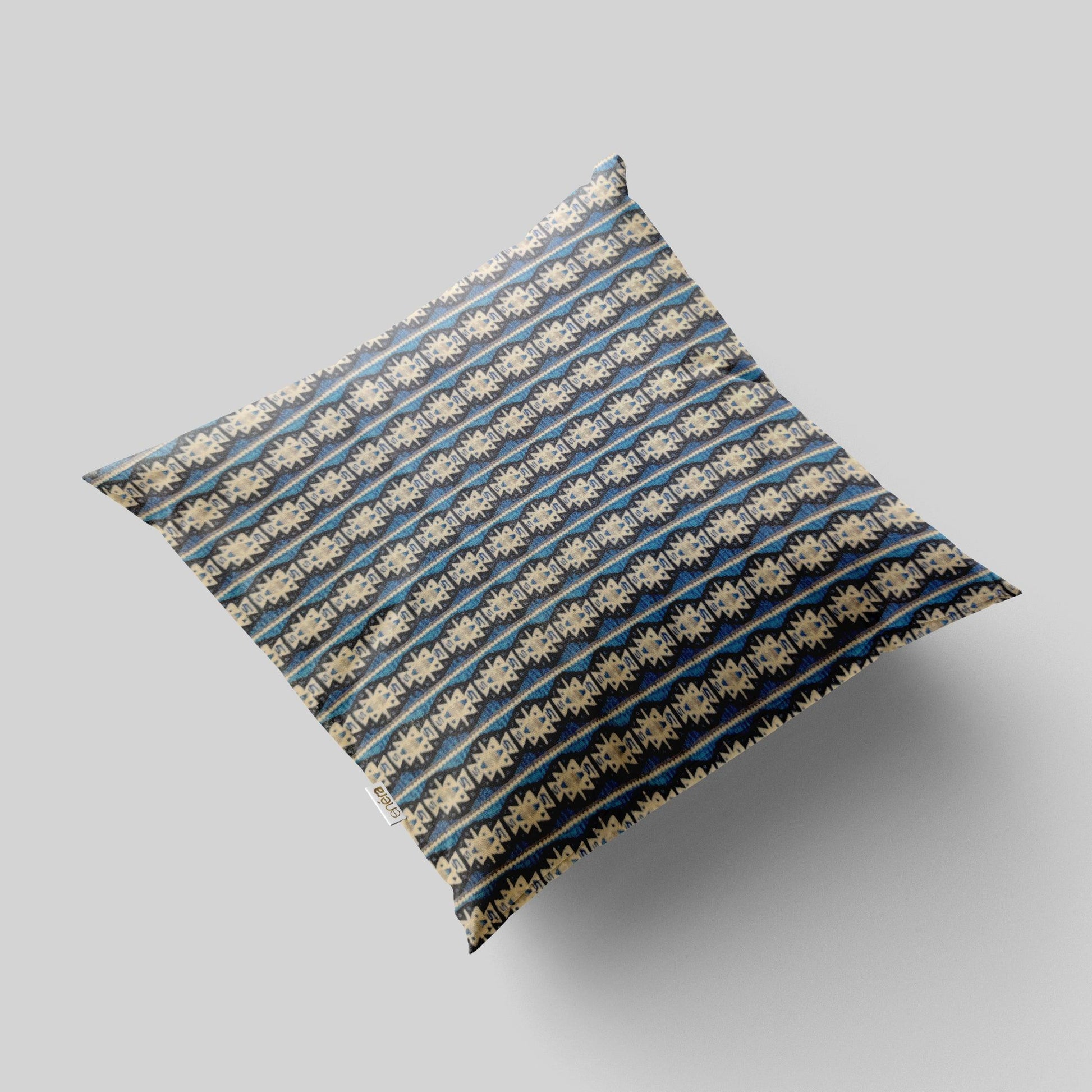 Enera SRM Kili 203 Multi Blue Color 16x16 Inch Cushion Cover