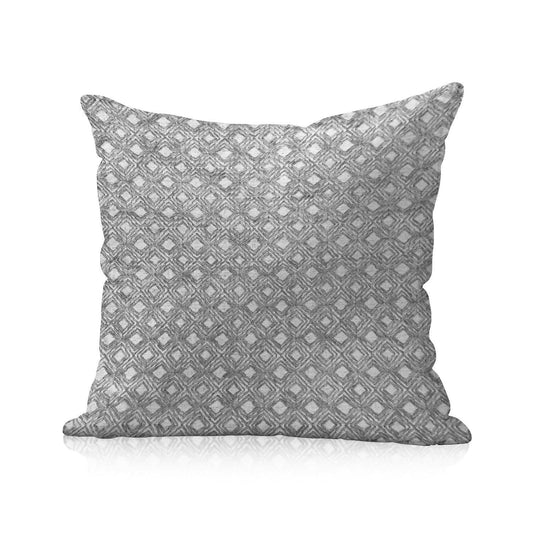 Enera SRM SAMA F604 Embroidery White & Grey 16x16 Inch Cushion Cover - enera