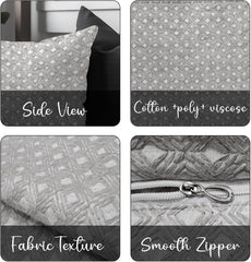 Enera SRM SAMA F604 Embroidery White & Grey Color 16x16 Inch Cushion Cover - enera