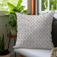 Enera SRM SAMA F604 Embroidery White & Grey Color 18x18 Inch Cushion Cover - enera