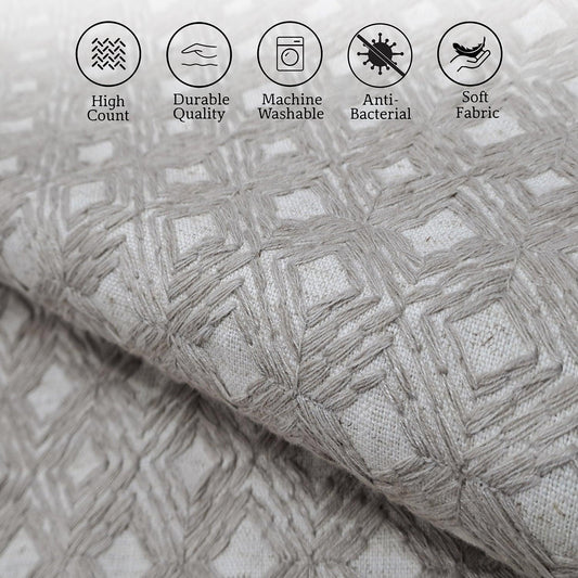 Enera SRM SAMA F604 Embroidery White & Grey Color 18x18 Inch Cushion Cover - enera