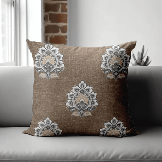 Enera SRM Vict -105 Light Brown Color 18x18 Inch Cushion Cover - enera