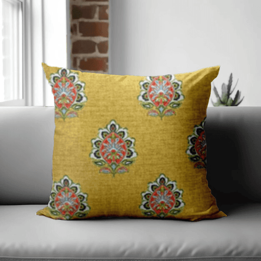 Enera SRM Vict -114 Yellow Color 18x18 Inch Cushion Cover - enera