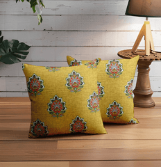 Enera SRM Vict -114 Yellow Color 18x18 Inch Cushion Cover - enera