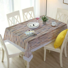 Enera Antick Wooden Texture Rectangle Table Cover With Lace - enera