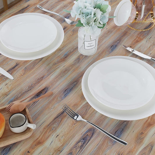 Enera Antick Wooden Texture Rectangle Table Cover With Lace - enera