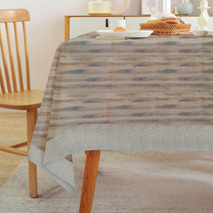 Enera Antick Wooden Texture Rectangle Table Cover With Lace - enera