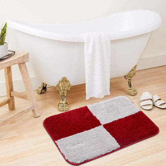 Enera Micro Patch Red & Grey 40 x 60 cm Bathmat - enera