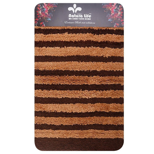 Enera Micro Stripe Brown & Beige 40 x 60 cm Bathmat - enera