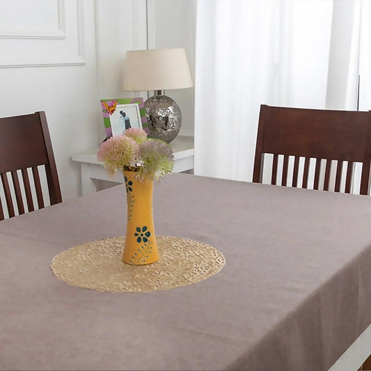Enera Uniti Plain Rectangle Table Cover With Lace Lavender Color - enera