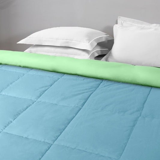 Enera Silky Soy Aqua Blue & Sage Green Color Double Bed Comforter - enera