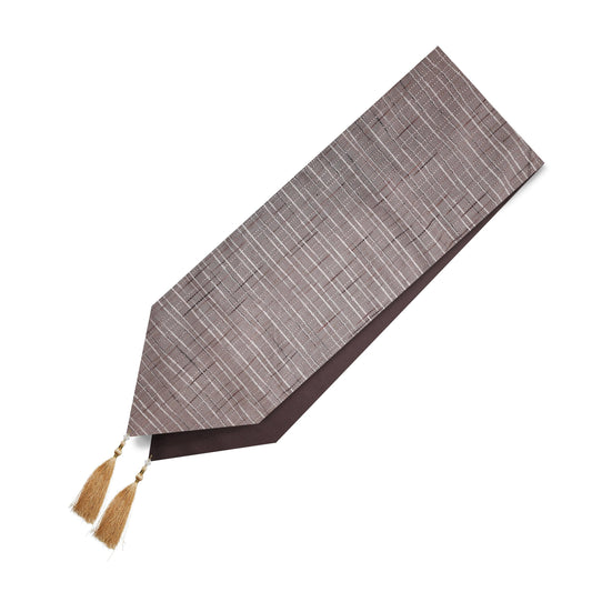 Enera Linen Checks Design in Dark Beige Colour 32x180 cm Table Runner - enera