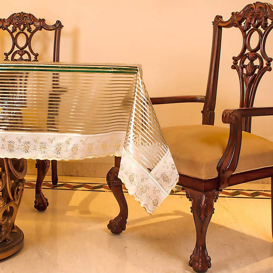 Enera Linea Transparent Rectangle Table Cover With Lace Golden Color - enera