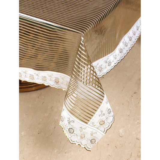 Enera Linea Transparent Rectangle Table Cover With Lace Golden Color - enera