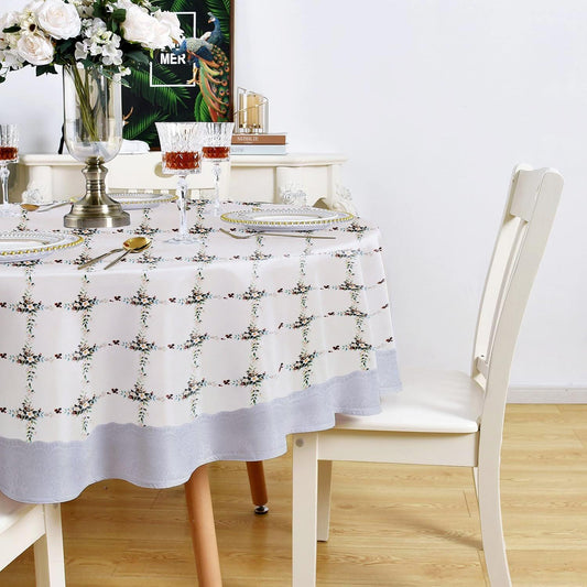 Enera Printed Round White Color Table Cover - enera