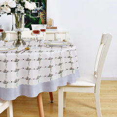 Enera Printed Round White Color Table Cover - enera