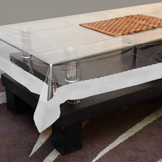 Enera Transparent Rectangle Center Table Cover With Lace - enera