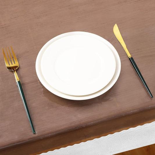 Enera Transparent Rectangle Center Table Cover With Lace - enera