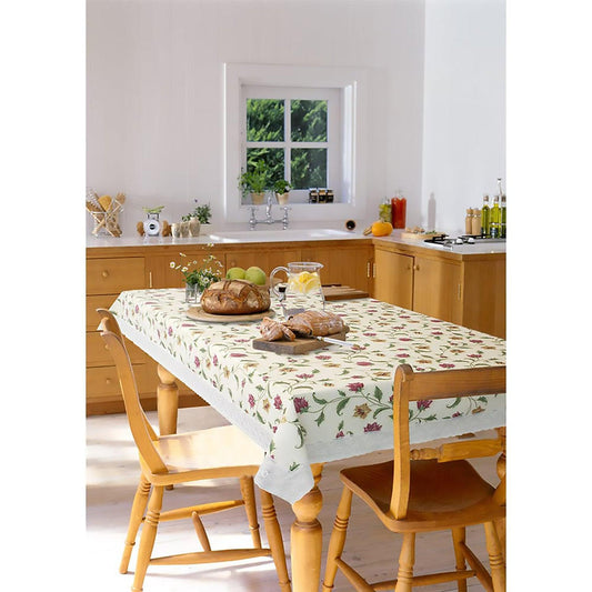 Enera Tuscany Printed Rectangle Off White Color Table Cover (FLRA123GO) - enera