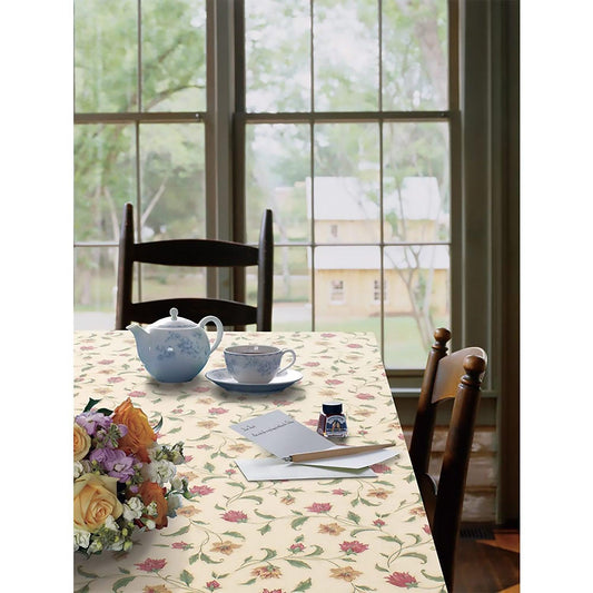 Enera Tuscany Printed Rectangle Off White Color Table Cover (FLRA123GO) - enera