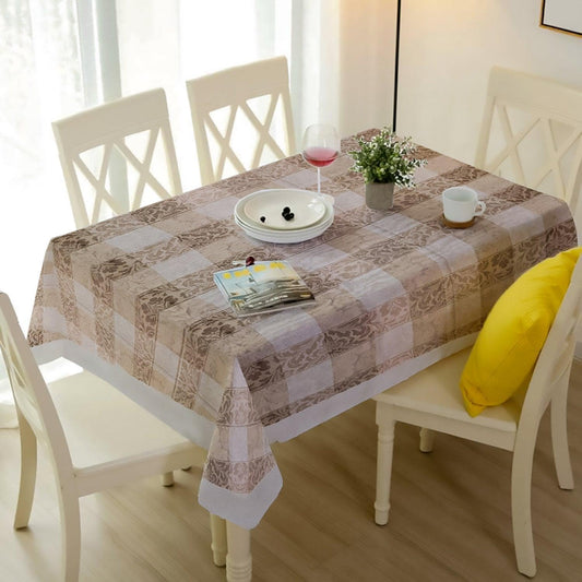 Enera Printed Rectangle Light Cream Color Table Cover (FLRA265WHBE) - enera