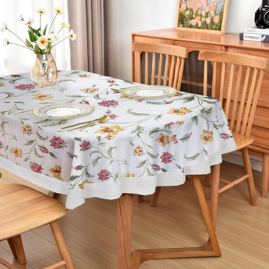 Enera Tuscany Oblong Cream Color Table Cover (FLRO274WHBR) - enera