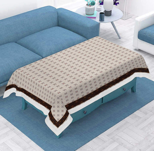 Enera Tuscany Printed Rectangle White Color Center Table Cover - enera